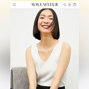 M.M. LaFleur White Knit  Peggy Tank small